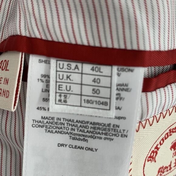 Brooks Brothers Red Fleece Mens Wool Pinstripe Jacket 40L Stretch Lined Blue - Picture 12 of 16